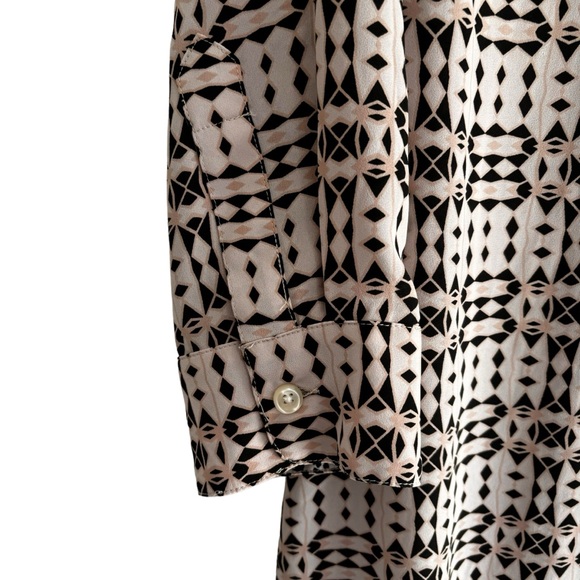 CAbi "Colony Club" Blush Pink & Black Geometric Cheetah Print Belted Shirt Dress - Picture 9 of 12